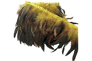 LONDGEN Rooster Tail Feathers Artificial Comfort Feathery Fringe for DIY Crafts and Home Decorations (Yellow)