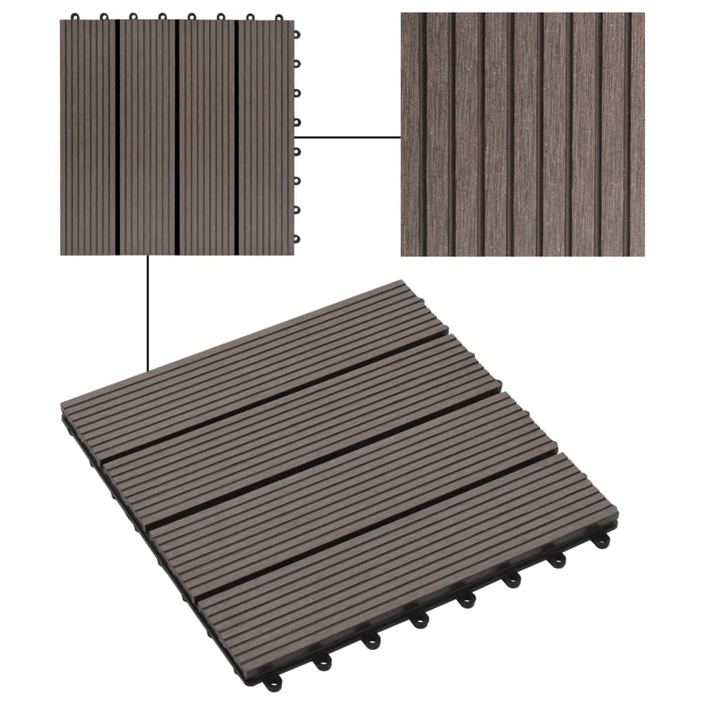 vidaXL 11 Piastrelle per Terrazza WPC Marrone Scuro Pavimento Patio