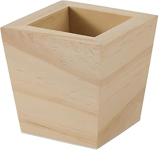 Plaid Unfinished Wood Square Planter, 3" x 3" x 3" Wooden Surface Perfect for DIY Arts and Crafts Projects, 63517