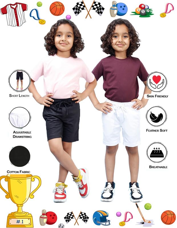 Image of Nusyl Solid & Printed Cotton Blend Shorts for Boys | Comfortable Casual Shorts | Soft Breathable Fabric with Elastic Waistband | Relaxed Fit | 2-16 Years | Multiple Colors
