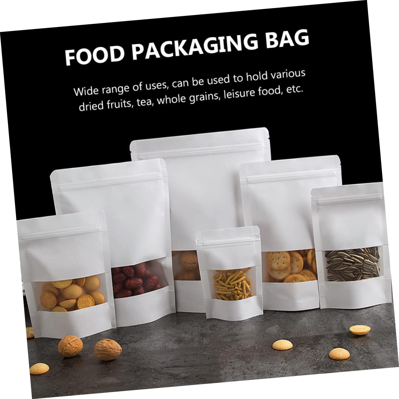 50pcs Kraft Paper Food Storage Bags Reusable for Fruit Tea image 4