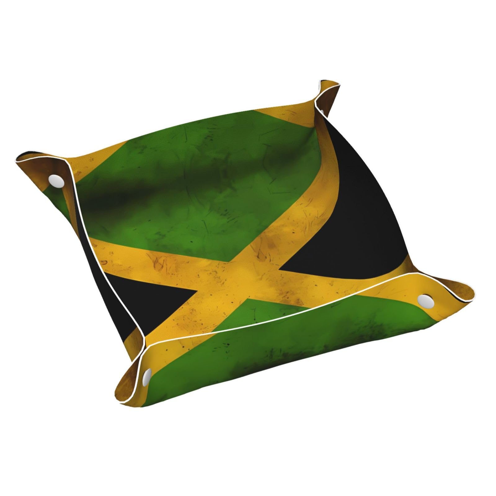 Old Jamaican Flag Pattern Key Dish for Ladie Men Table Valet Dresser Tray for Pocket Stuff Dice Coins Wallet Watch Rings Sunglasses