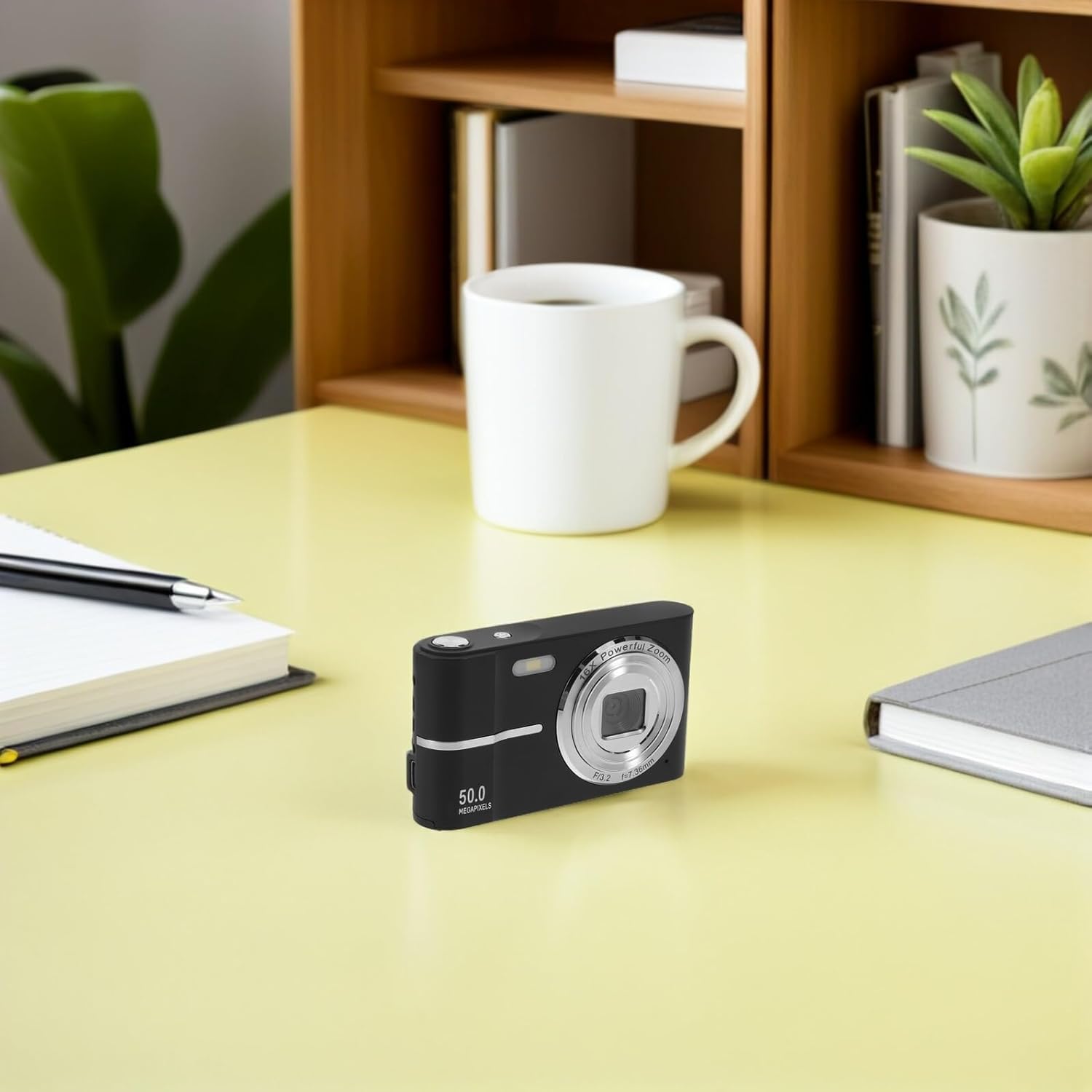 POPETPOP 小さなカメラ コンデジ コンパクトカメラ Abs Black