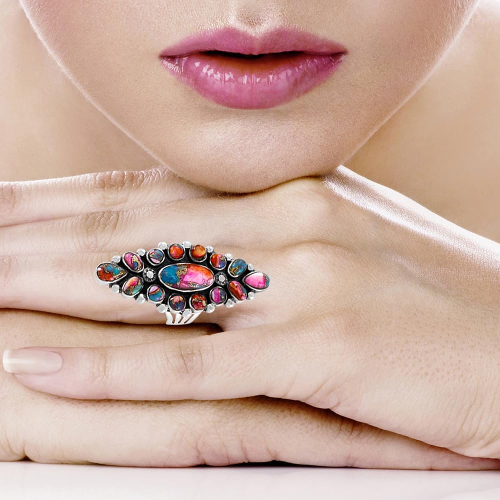 Turquoise Ring Sterling Silver 925 Genuine Gemstones Size 6 to 11 - Image 2