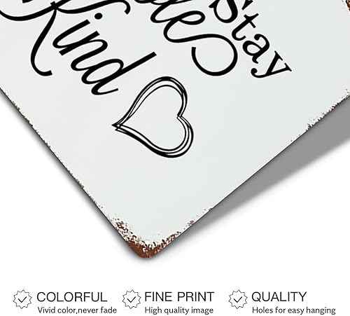 Miniatura 3 de LUIJORGY Letrero de metal para la familia letrero de metal decorativo con texto en inglés Always Stay Humble And Kind divertido diseño retro placa