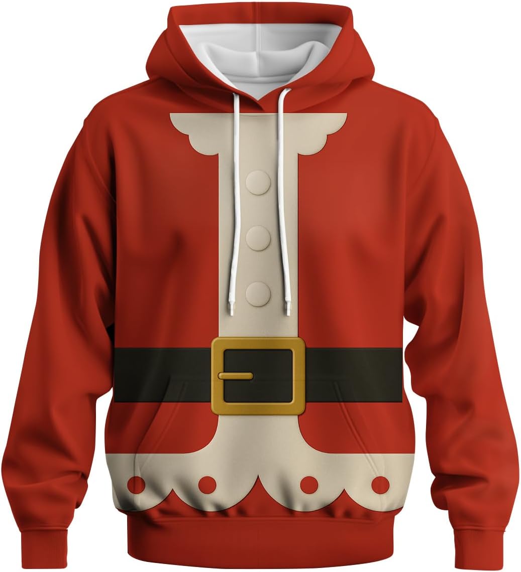 Rebaike Novelty Long Sleeve Hoodie Funny Fashion Santa Claus Costume Graphic Sweatshirts