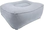 Inflatable Foot Rest Mat,Inflatable Flocking Travel Foot Rest Soft Pillow Travel Flights Relax Cushion With Air Pump Inflatable Foot Rest Pillow for Travel Airplane Travel Pillow(all grey)