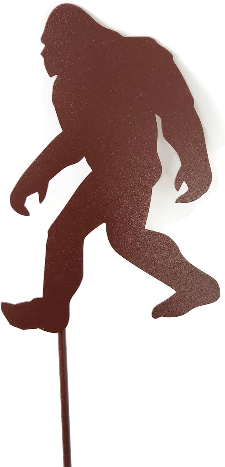 Animal Wildlife Style Steel Rustic or Powder Coated Metal Yard Stake (Sasquatch Bigfoot, Hammered Brown)