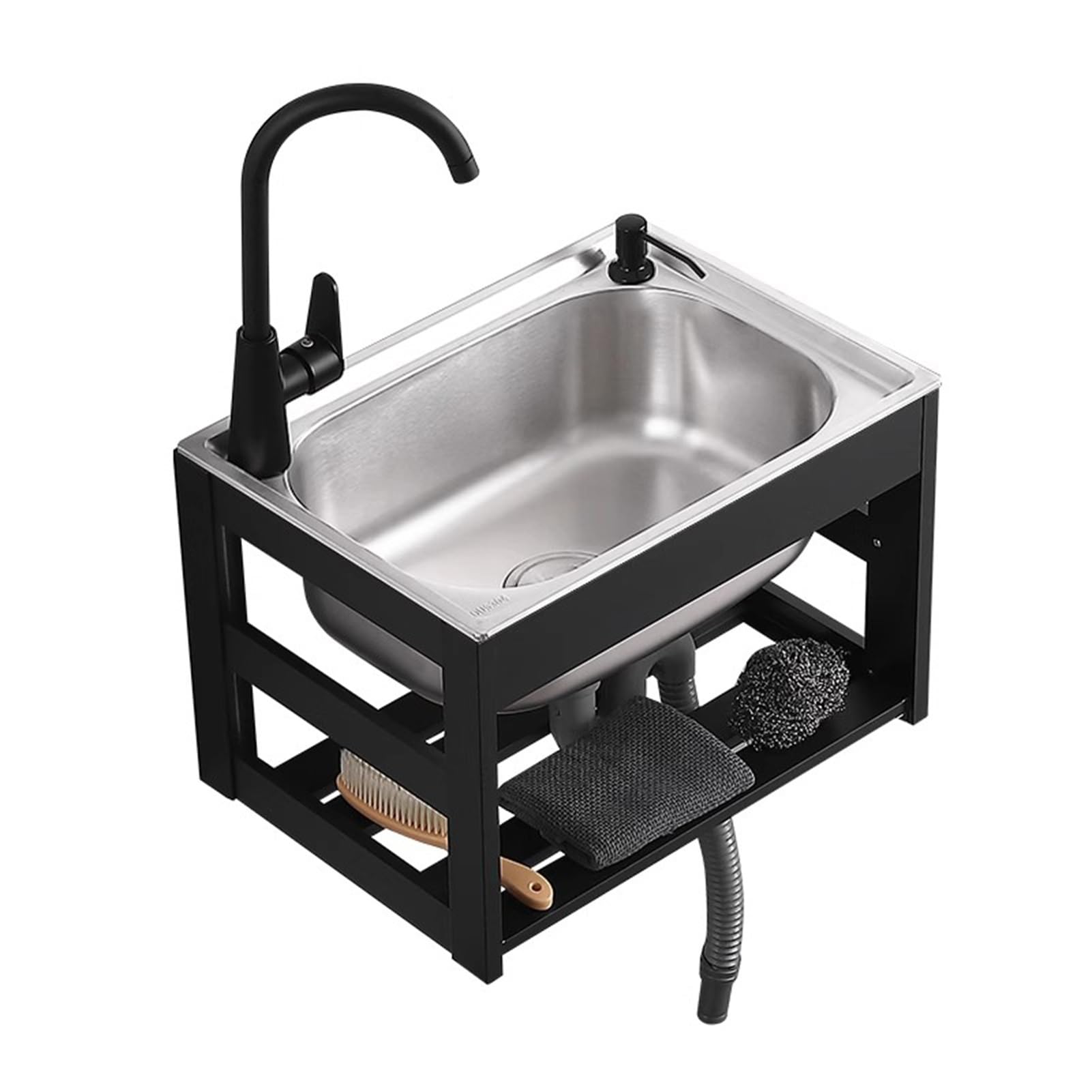Lavello da Cucina,lavello Parete,lavabo in Acciaio Inox con Supporto Lega di Alluminio per Lavanderia,Garage,Officina (48x35x31cm)