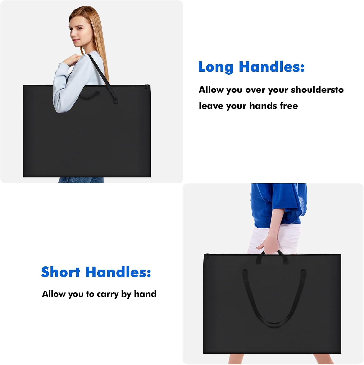 ZKOO Art Portfolio Bag, Light Weight Art Canvas Portfolio Case with Nylon Shoulder Strap, Carrying Storage Case for Artwork, Poster, Sketching, and Drawing (Compatible 18 * 24 Inch-Black) - Image 9