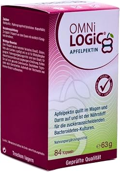OMNi-LOGiC Apfelpektin 1x 84 Kapseln I Quillt im Magen und Darm auf I wertvolle Ballaststoffe für Darmbakterien I für eine gesunde Darmflora und Verdauung I Spar-Set plus Pharma Perle give-away