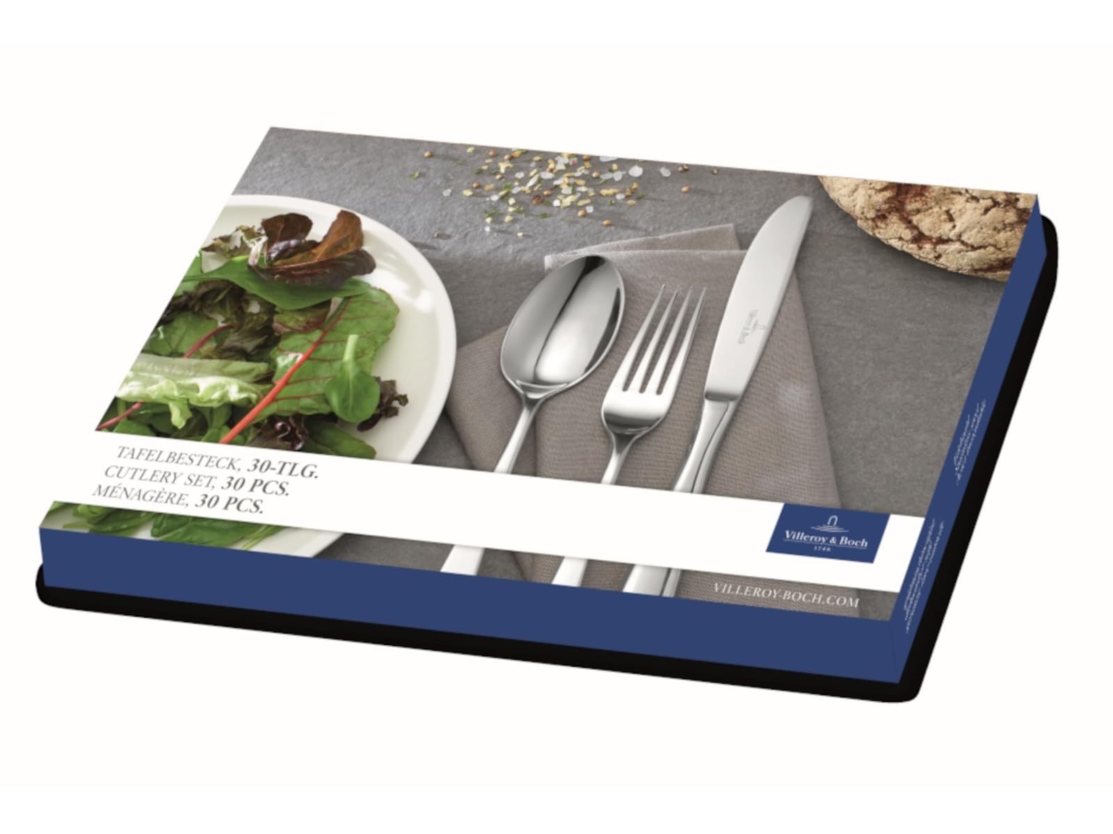 Villeroy & Boch - Annalena 30-częściowy zestaw sztućców dla 6 osób, 6 noży stołowych, 6 widelców, 6 łyżek stołowych, 6 łyżeczek do kawy, 6 widelczyków do ciasta, nadają się do mycia w zmywarce, stal