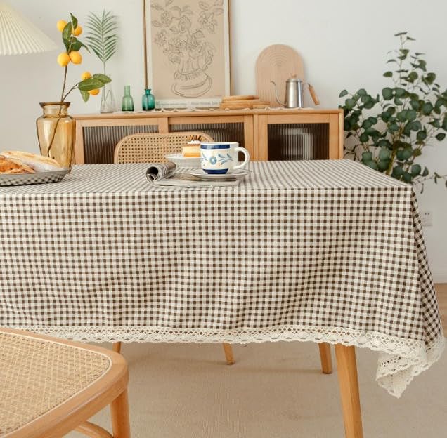 Nappe rectangulaire marguerites bleues en coton : sublimez votre table usée - 8