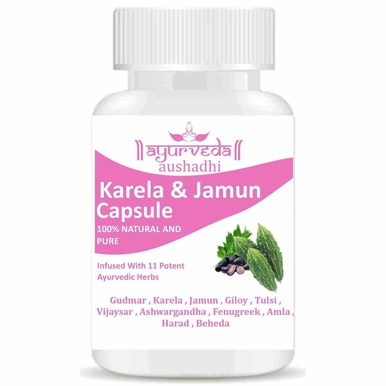 Diabetes Care Karela Jamun Capsules | Herbal Blood Sugar Support | Promotes Healthy Metabolism & Digestion | 60 Veg Capsules