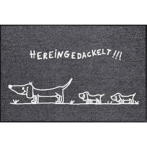 Salonloewe Felpudo lavable, 50 x 75 cm, antracita con diseño de perro salchicha Cover