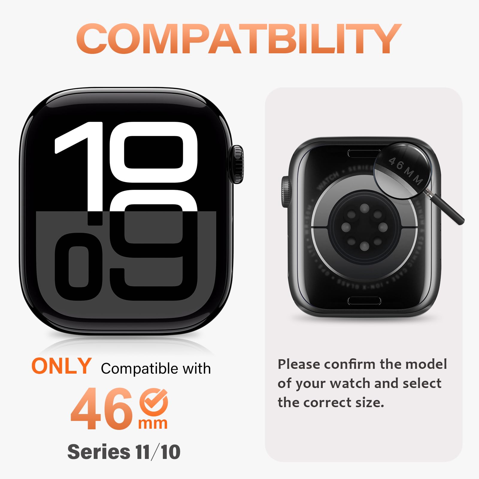 Amizee Metallo Cover Compatibile con Apple Watch Serie 11/10 46mm con Indietro Coprire, Rugged Protezione Paraurti Anti-Graffio Custodia Protettiva per iWatch 46mm, Graphite