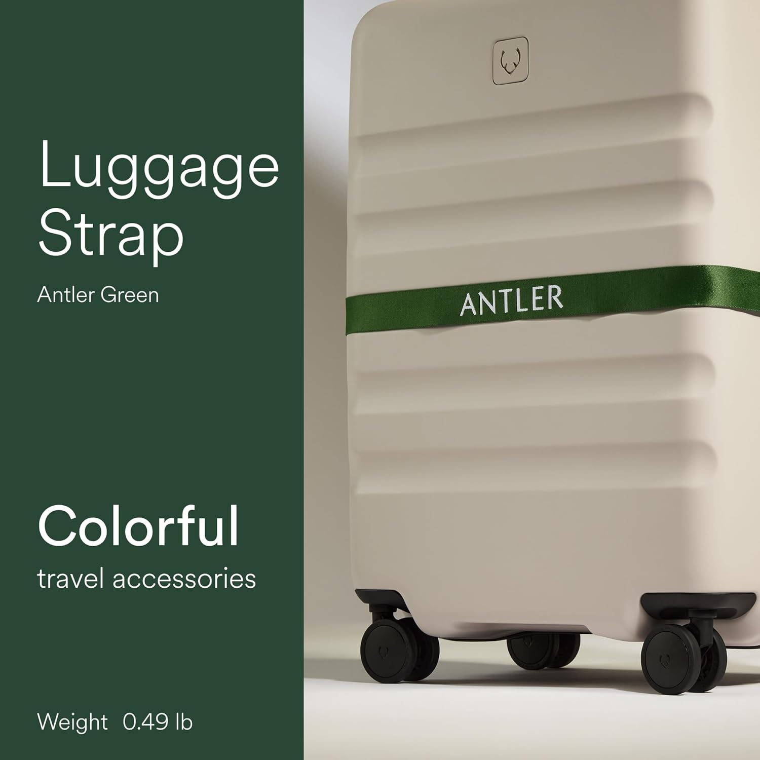 ANTLER Luggage Strap for Suitcases - Travel Accessories, Adjustable, Easy ID & Personalization, Heavy Duty & Durable, 67 in x 1.4 in - Antler Green