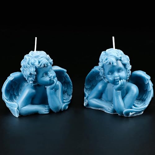 Miniatura 8 de Nuanchu Eclectic Angel Decor - 2 velas veganas perfumadas de soja (blanco, rosa) para decoración femenina del hogar y dormitorio de moda