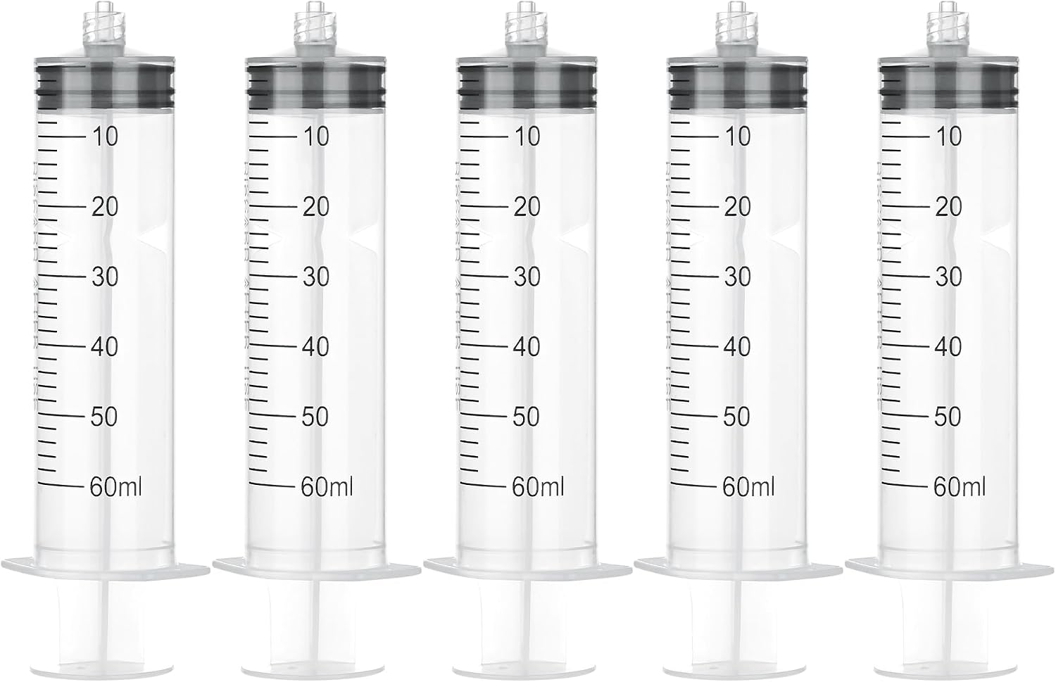 60ml Disposable Luer Lock Syringes Without Needles, 10-Pack | Sterile Plastic Syringes with Caps, Individually Wrapped and Sealed for Precise Liquid Transfer and Laboratory Dispensing.
