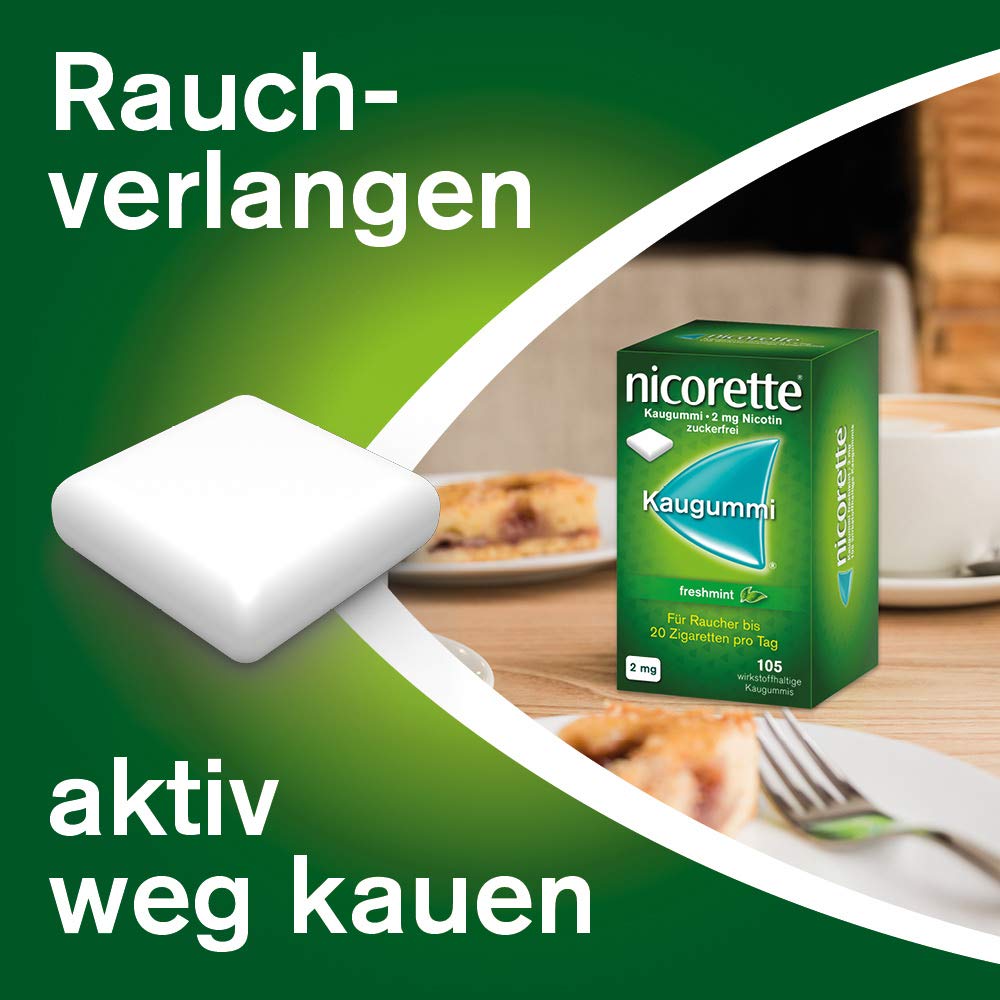 nicorette 2 mg Nikotinkaugummi freshmint zum Rauchen aufhören - 4x105 St.