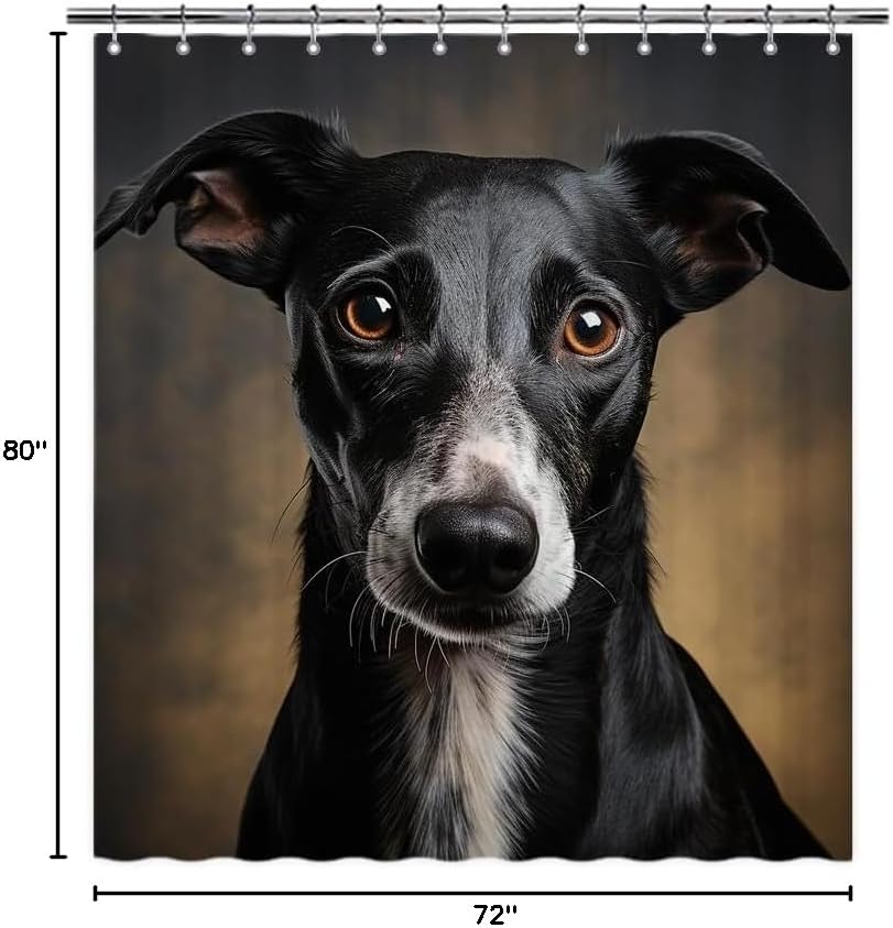 Funny Greyhound Dog Shower Curtain for Bathroom Home Decor Dog Puppy Pet Animal Print Bath Curtains with 12 Hooks 72x80 Inch Style 2