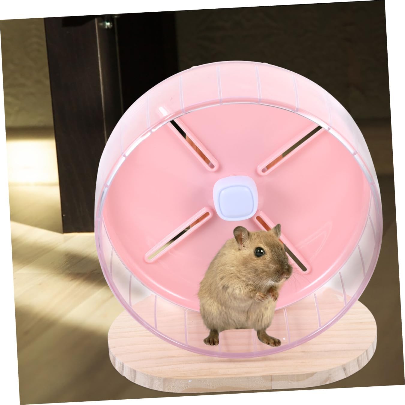 GLEAVI 20cm Silent Hamster Running Wheel Wooden Stand Stable Cage Exercise Wheel for Hamsters Chinchillas and Hedgehogs for Small Animals