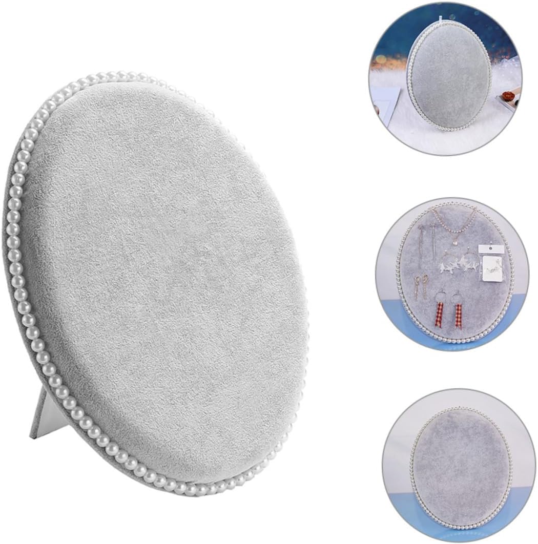 Baluue Earring Display Stand Jewelry Organizer Rack Oval Large Velvet Panel Wall-mounted Holder for Studs and Necklaces Home Accessory Storage