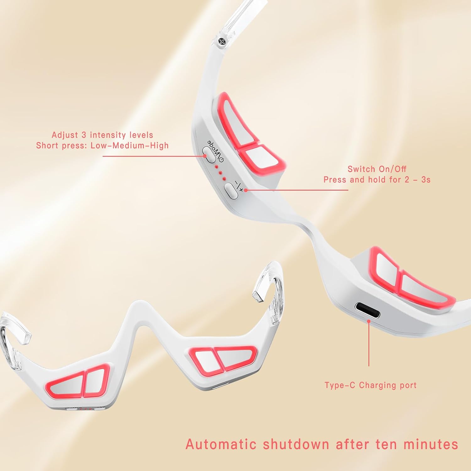 Red Light Therapy Massager, Under Eye Red Light Therapy Eyelift Device with Microcurrent, Under Eyes Glasses Treatment Eye Bags Dark Circles Puffiness Wrinkles Fine Lines (B)