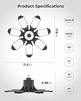 Vista 7 de SEOBIOG Paquete de 2 luces LED de garaje, ultra brillantes de 200 W, 20000 lúmenes, luces de garaje de 6500 K con paneles deformables, iluminación