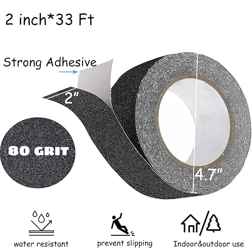 Miniatura 2 de ALLWIN Cinta de agarre, 2 pulgadas, 33 pies, cinta antideslizante, cinta de agarre para escaleras, cinta antideslizante, cinta de fricción,