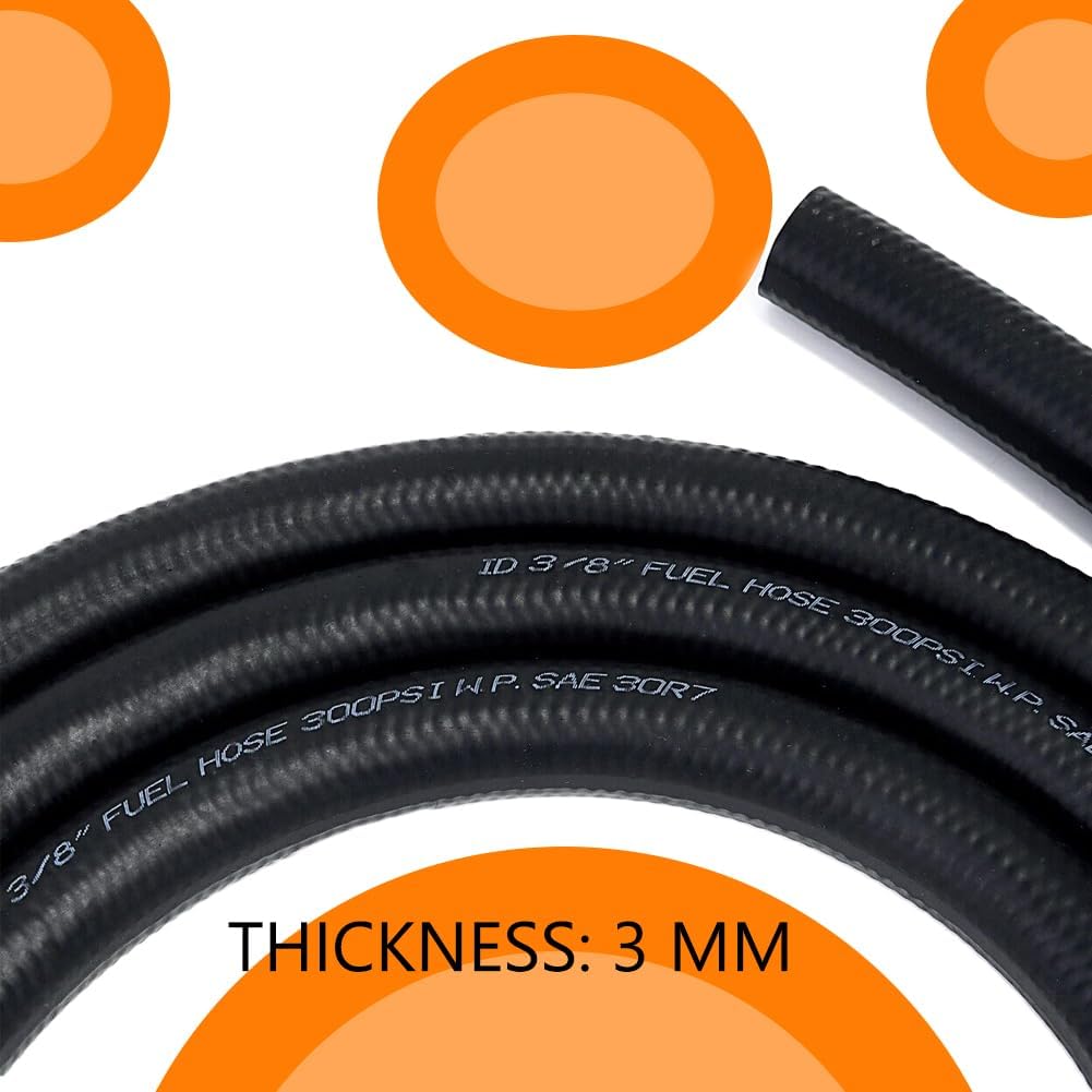 3/8 ID Push Lock Fuel Hose Line (10FT) - 300PSI High Pressure Oil Hose R7 | Push Lock Design Oil Transfer Hose