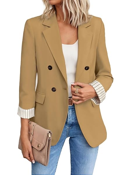 Mina Self 2026 Winter Women's Tweed Wool Blazer Jacket - Plaid Warm Fully Lined Fashion Business Casual Elegant Coat Pockets