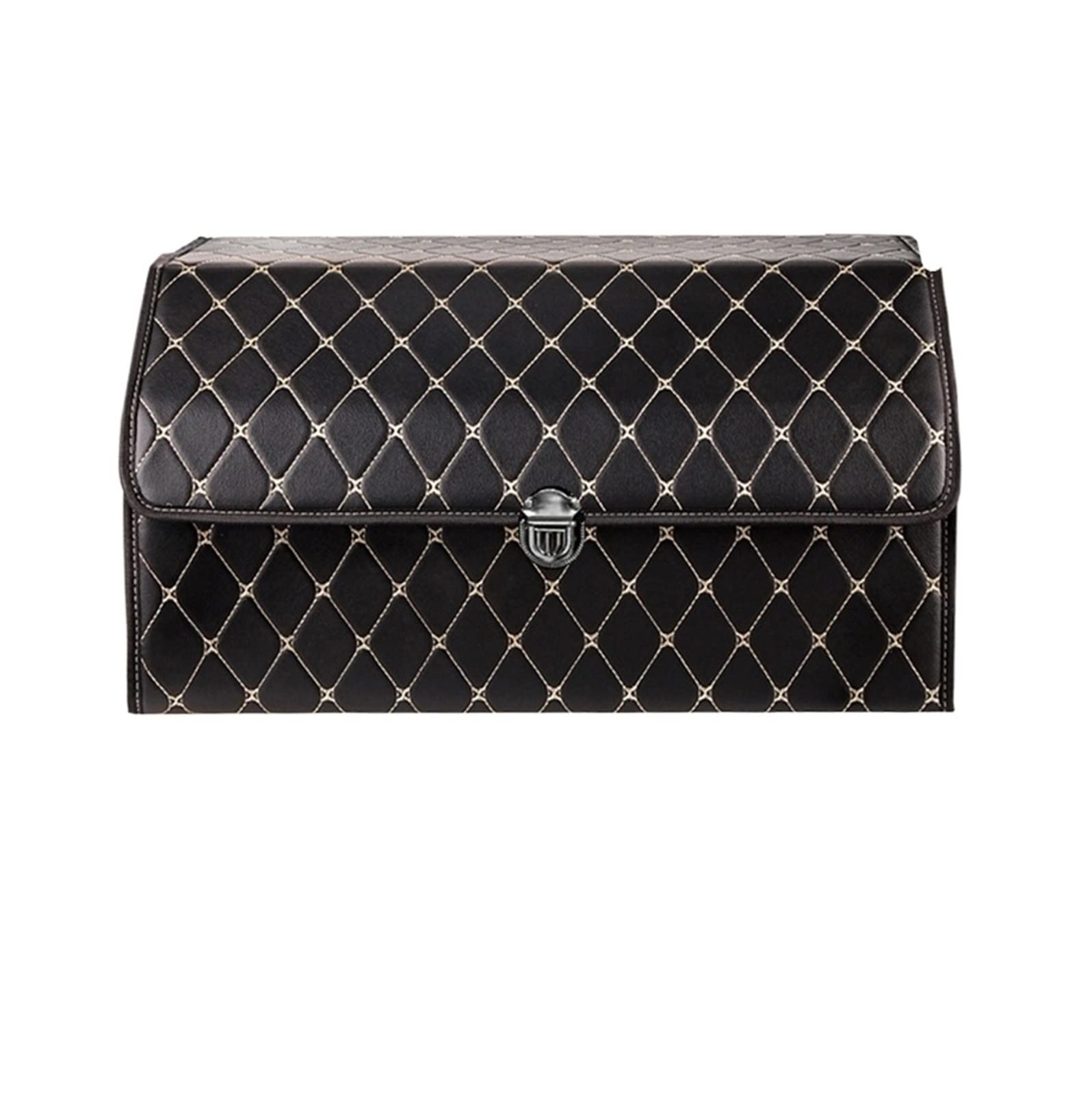 Organisateur de Coffre en Cuir PU de Haute qualité boîte de Rangement Pliante Voiture SUV Coffre Organisateur Sac de Rangement Auto intérieur Voiture Accessoires (Color : L Black)