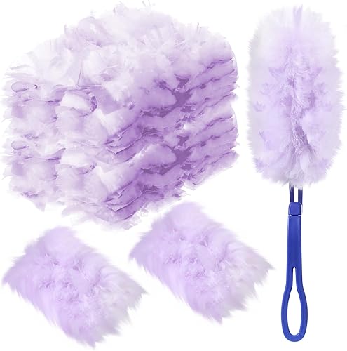 Miniatura 72 de Vesici 100 piezas de repuesto de plumero compatibles con Swiffer Dusters desechables a granel, repuesto grueso con 1 mango resistente para limpieza