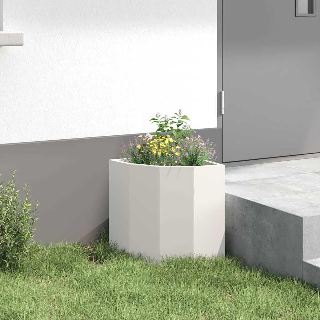Eckpflanzer Weiß 30 x 30 x 35 cm Stahl für Garten Balkon Terrasse mit robustem Stahl, Eckgarten Pflanzer, Pflanzbehälter, Blumentopf, Outdoor Pflanzkübel, ideal für Pflanzenliebhaber