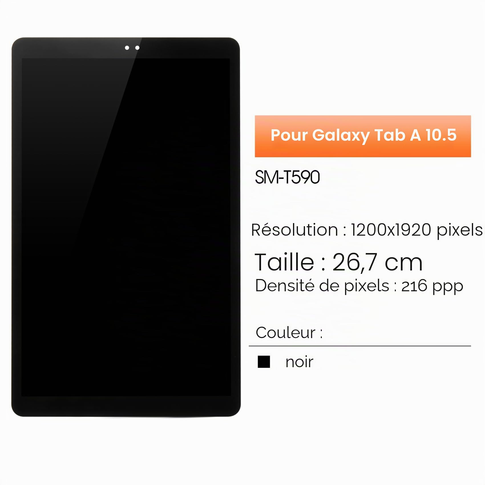 LCD Écran pour Samsung Galaxy Tab A (2018) 10.5 SM-T590, Noir | SM-T595 Écran Tactile Replacement Numériseur Assemblée Réparation Kits