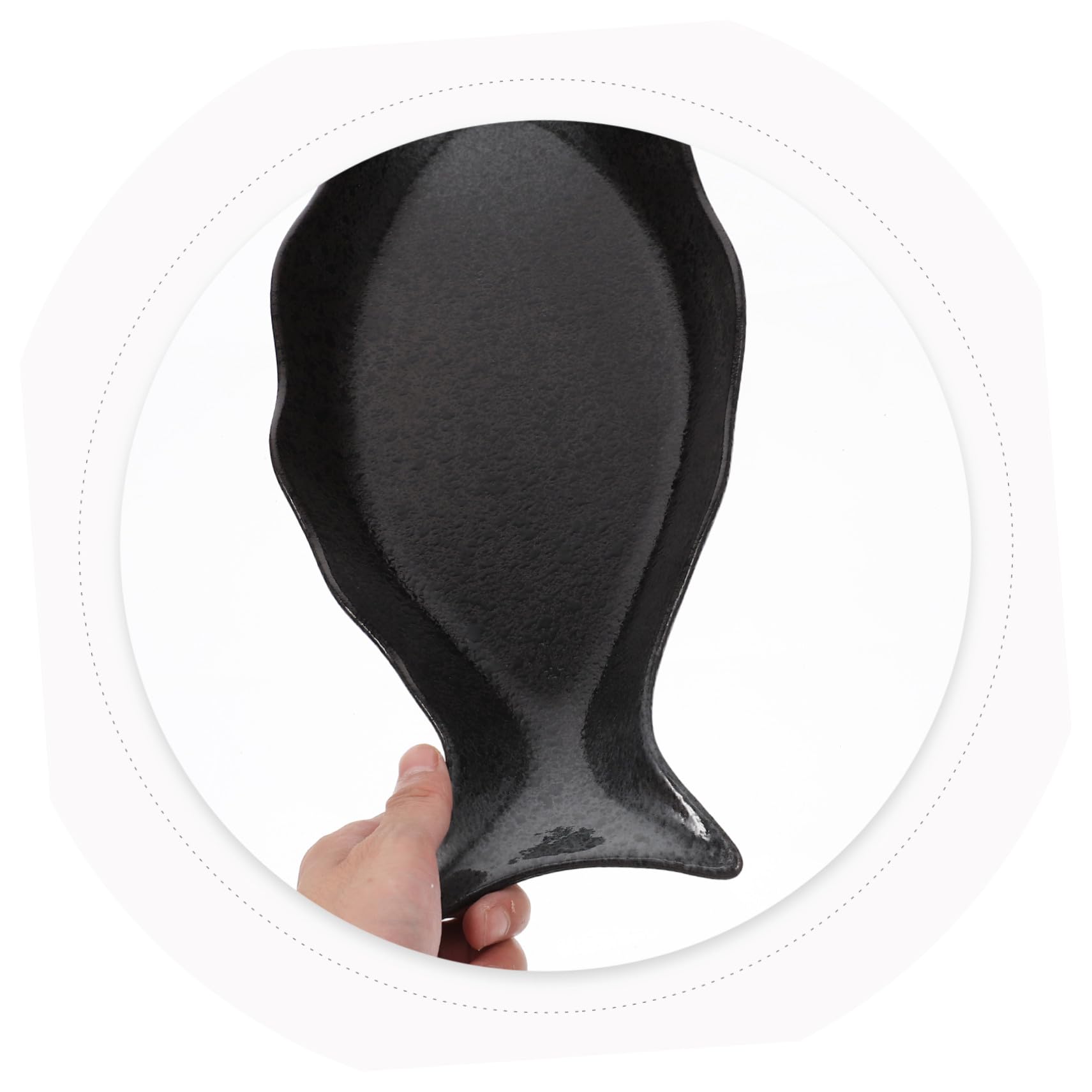 Mipcase Plato para Servir Pescado de Cerámica Japonés Negro Grande