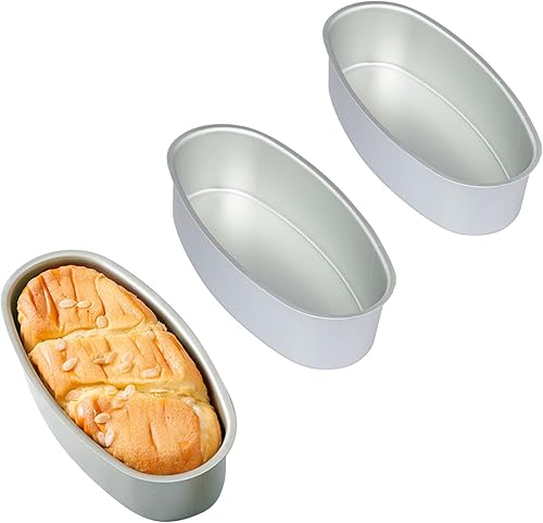 ORYOUGO 3 paquetes de moldes para pasteles de 8 pulgadas de forma ovalada antiadherente de aluminio para queso, moldes para pan, moldes para