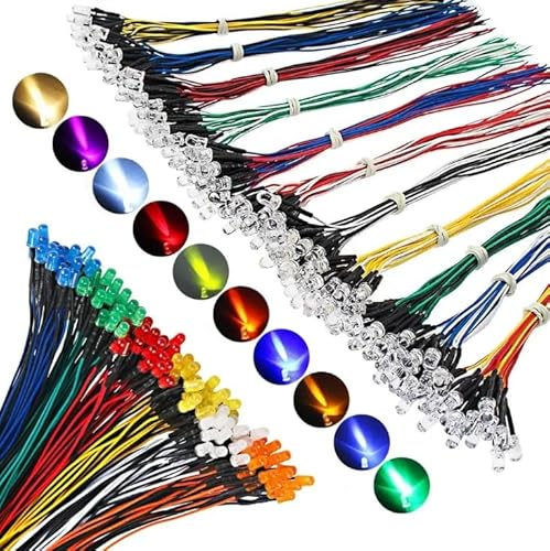 Kit 50 Leds Alto Brilho 5mm 12v Montado Cabinho Na Cor 20cm (Branco Frio)