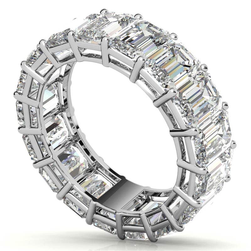 Excellent Emerald Brilliant Cut 2.00 Carat, Moissanite Diamond Promise Band, Prong Set, Eternity Sterling Silver Band, Valentine's Day Jewelry Gift, Customized Rings for Her2