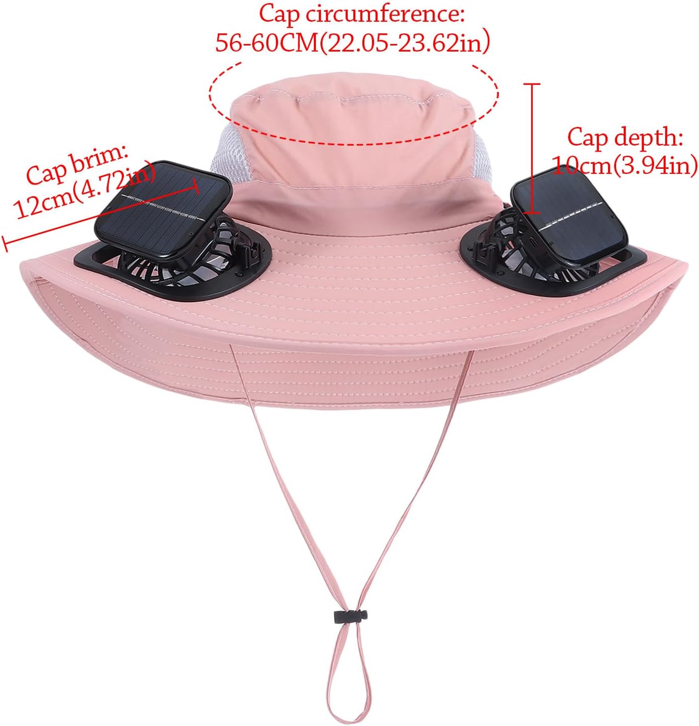 Outdoor Solar Powered Fan Hat for Men Women Breathable Wide Brim Hat with 2 Fans UPF 50+ Fishing Hat Beach Bucket Sun Hat