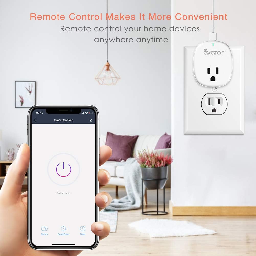 Smart Plug with USB Port - 2.4 GHz WiFi Wall Outlet, Smart Plugs 4 Pack Work with Smart Life/AvatarControls, Timer and Schedule Built-in App, Compatible with Alexa, Google Home, No hub Required