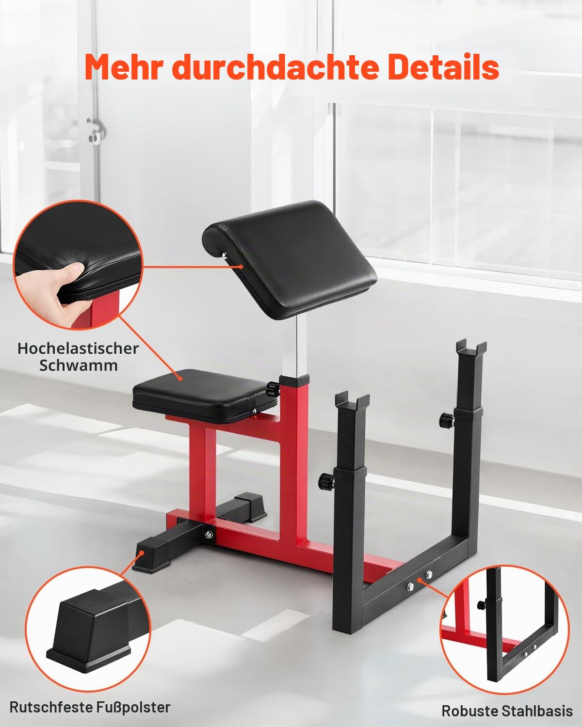 VEVOR Preacher Curlbank Hantelbank mit Beinstrecker, Krafttrainingsbänke (Max. Belastung 200 kg) Heim-Fitnessbank, Fitnessgerät, Sitzende Arm-isolierte Langhantel-Station, Trainingsbank