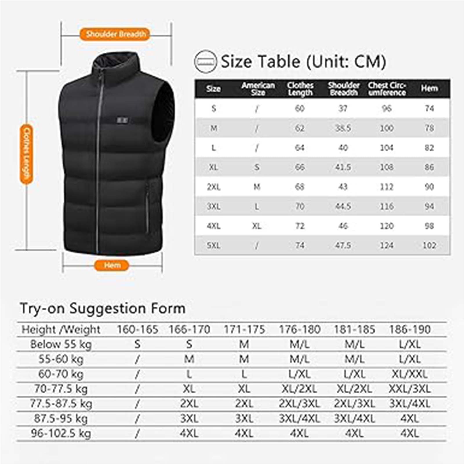 Chaleco Calefactable Hombre Chaleco Calentador Eléctrico USB con 15 Zonas Calefactables 3 Niveles de Temperatura Chaleco Termico Lavable para Camping Senderismo Esquí Pesca