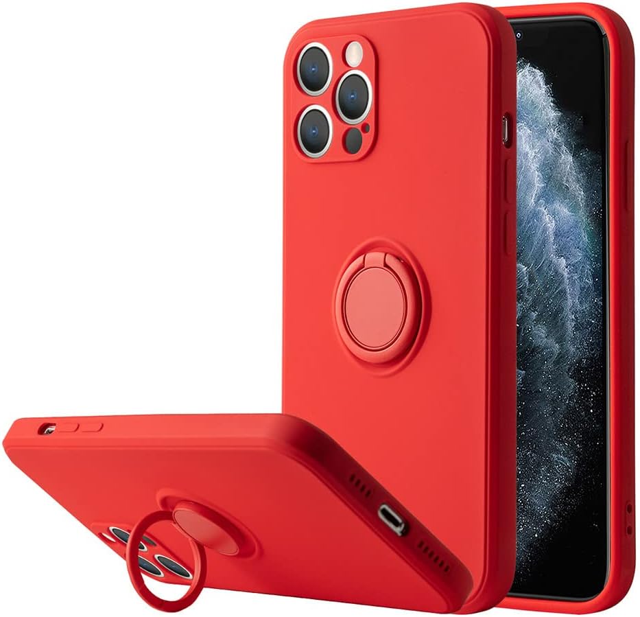 Liquid Silicone Finger Ring Stand Magnetic Holder Bracket for iPhone 13 12 11 Pro Max Mini XR XS Max 7 8 Plus SE 2020 Phone Case,red,for iPhone 13 Pro