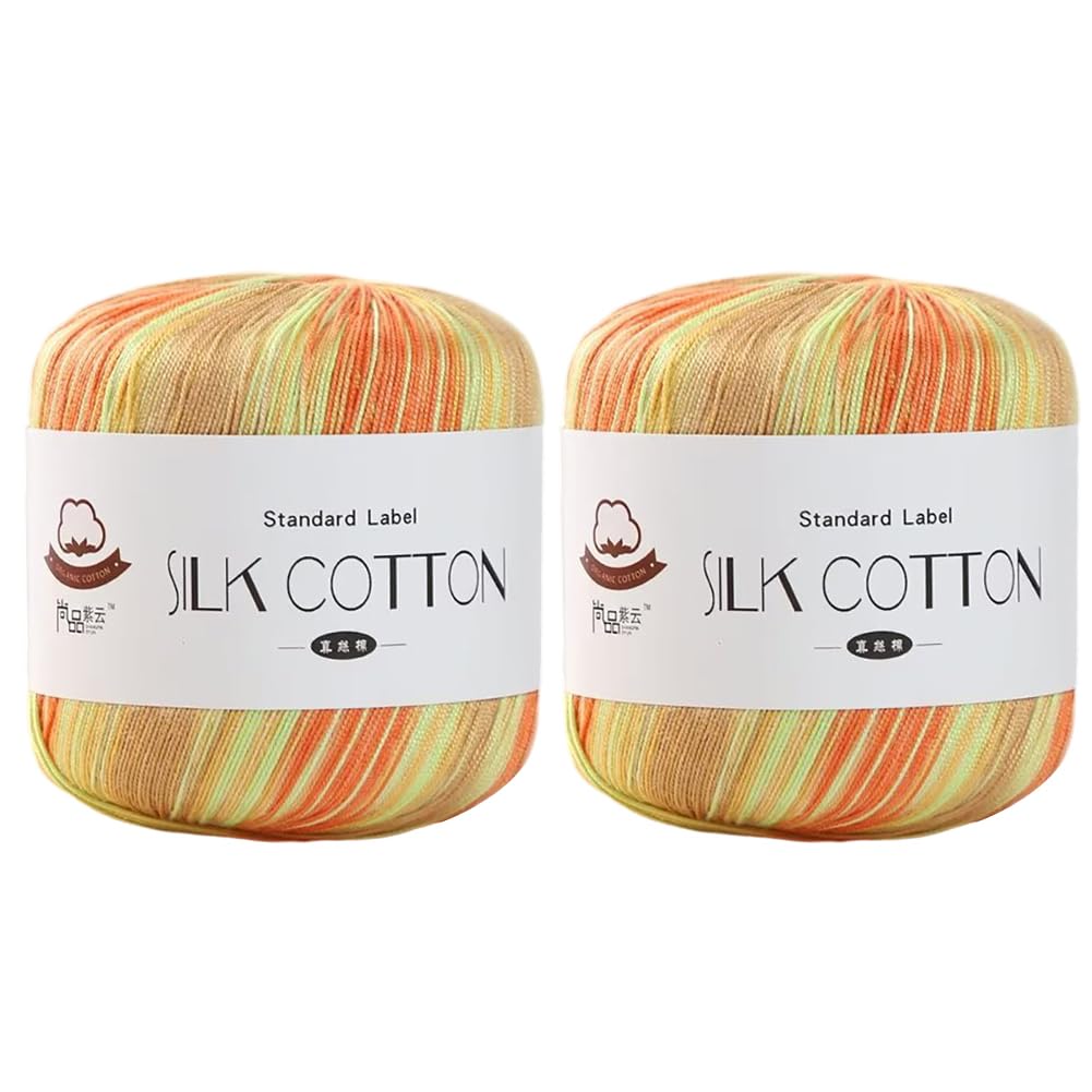 silk 2 x 50g Lace yarn Crochet Thread Knitting Yarn Hand Embroidery Cotton Thread for Knitting Silk Shawls, Table Cloth, DIY Rag Dolls