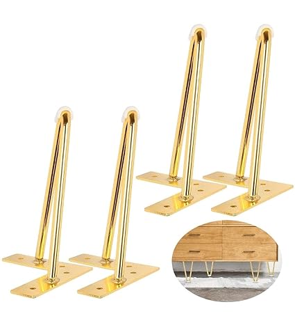 Steel Art Craft-Sofa Hardware Leg 6 Inch / 15 Cms Sofa Furniture Golden Glossy Finish Stainless Steel Heavy Model Hair Pin Shape Design Sofa Leg Set of 4