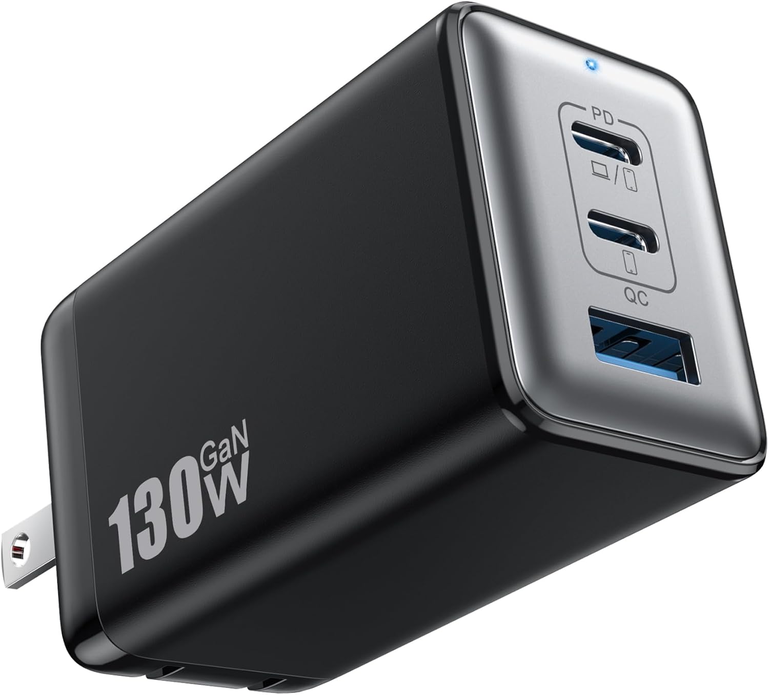 Product image of 130W USB C Wall Charger,GaN III 3-Port Fast Charging Station,PD QC Foldable Charger Block Portable 65W USB C Laptop Adapter for MacBook Pro/Air,iPad Pro,Galaxy S23,Dell XPS 13,iPhone 16