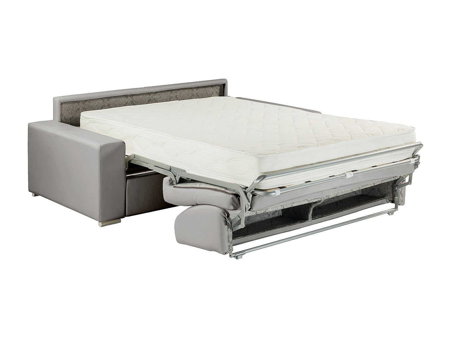 Vente-unique - Canapé 3 Places Convertible Express en Simili EMIR - Rouge - Couchage 140 cm - Matelas 22 cm avec mémoire de Forme