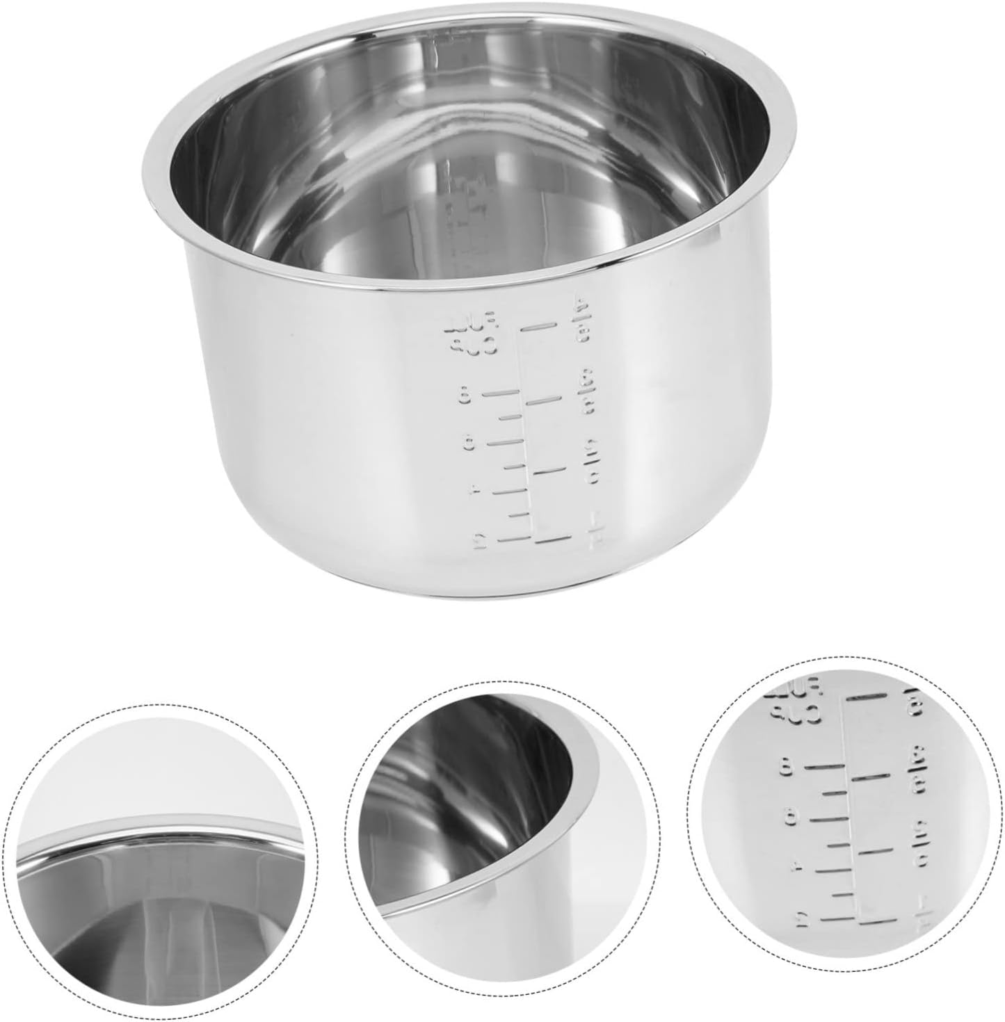Ipetboom Stainless Steel Rice Cooker Inner Pot Thickened Replacement Liner for Electric Pressure Cookers Universal Fit Non-Stick Suitable for Home Cooking